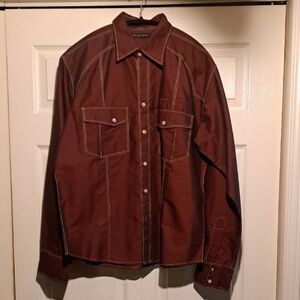 NEW Sean John Dark Redish  Button-Front Dress Shirt For men new classic style